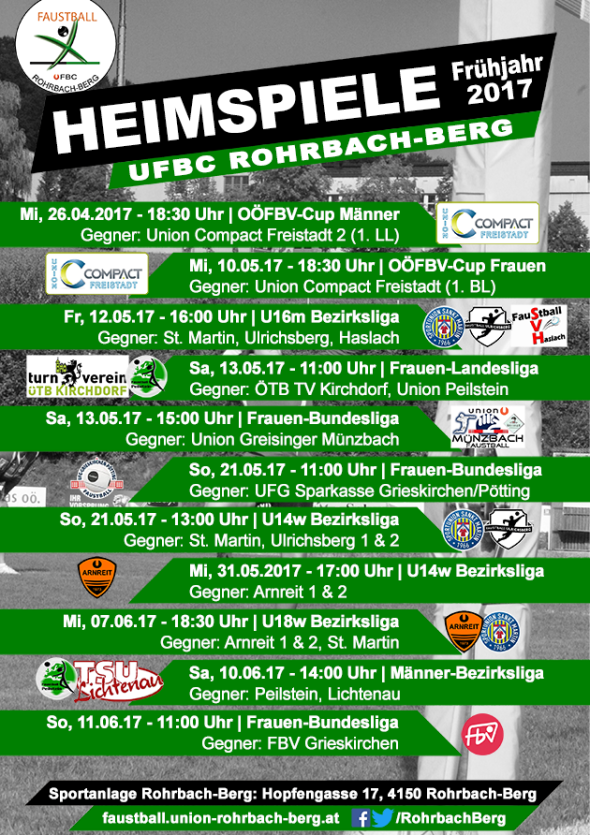 Heimspiele Frühjahr 2017 Heimspiele Frühjahr 2017