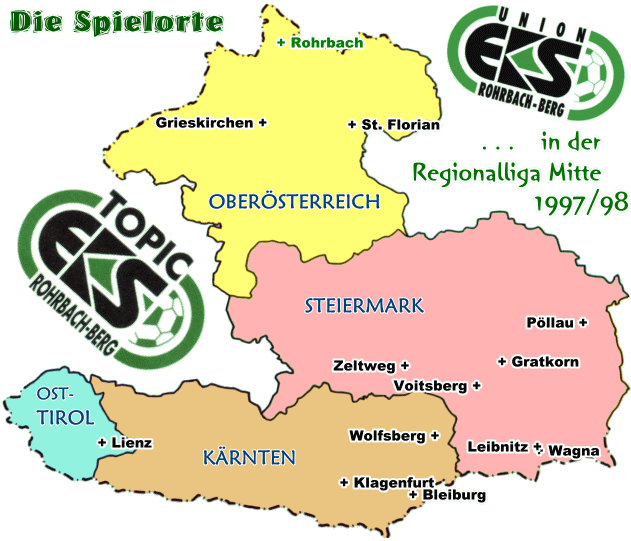 Die Spielorte in der Regionalliga Mitte 1997/98